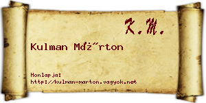Kulman Márton névjegykártya